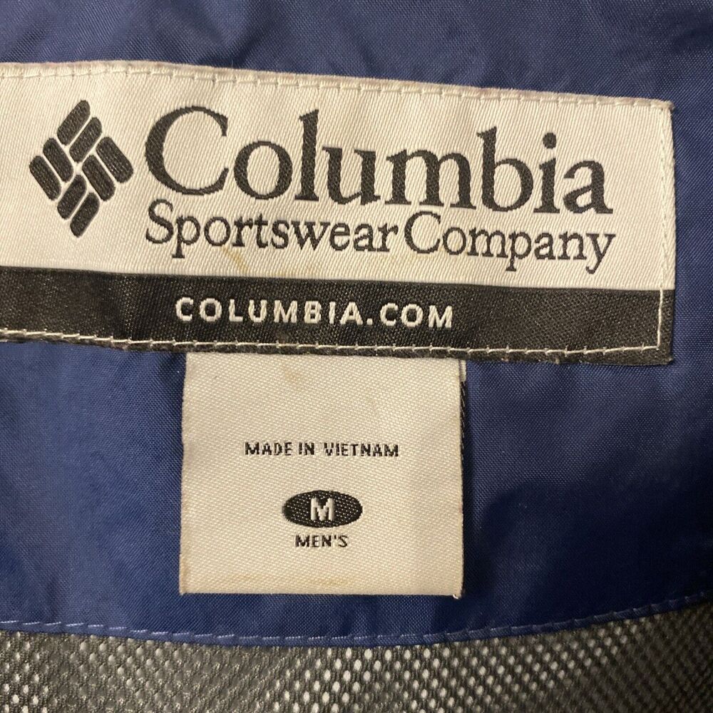 Columbia Jacket Mens Medium Blue Packable Hooded Windbreaker Rain Full Zip - Picture 6 of 11